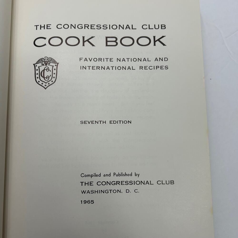 Vintage 1965 7th Edition "The Congressional Club" Cookbook Hardcover - Picture 5 of 8